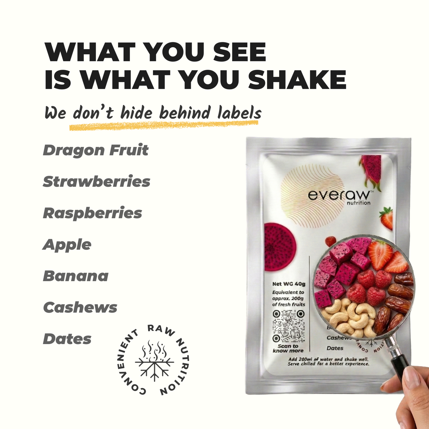 Pink Smoothie Mix ingredients - what you see is what you shake