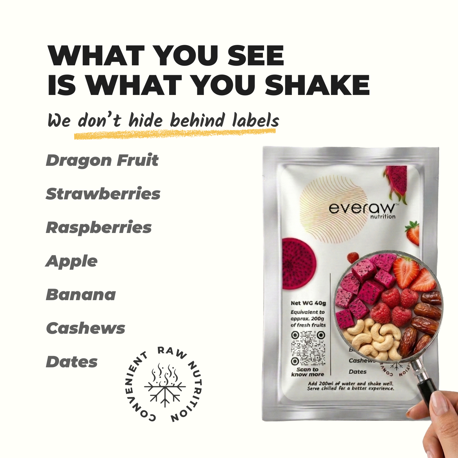 Pink Smoothie Mix ingredients - what you see is what you shake