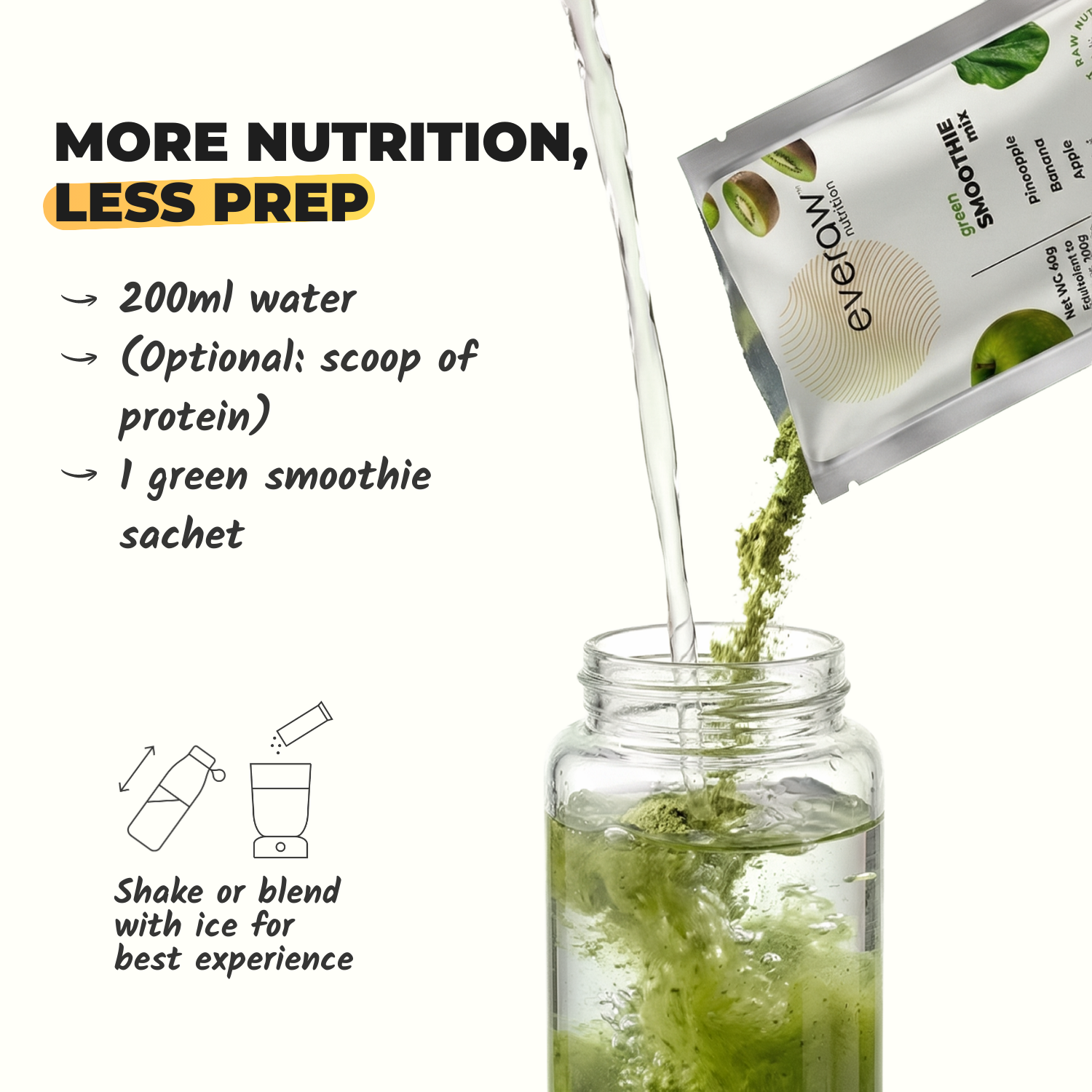 How to prepare Green Smoothie Mix - add water and shake