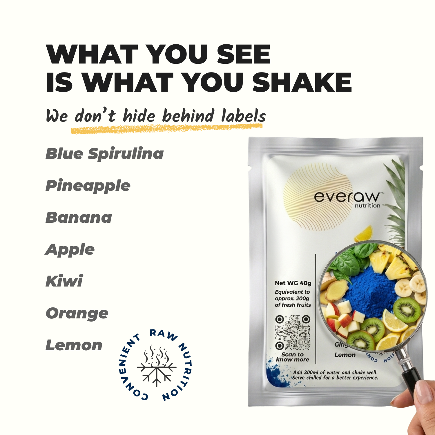 Blue Smoothie Mix ingredients - what you see is what you shake
