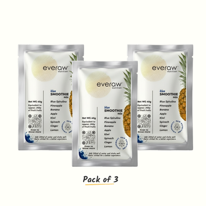 Everaw Blue Smoothie Mix - pack of 3 sachets with blue spirulina and tropical fruits