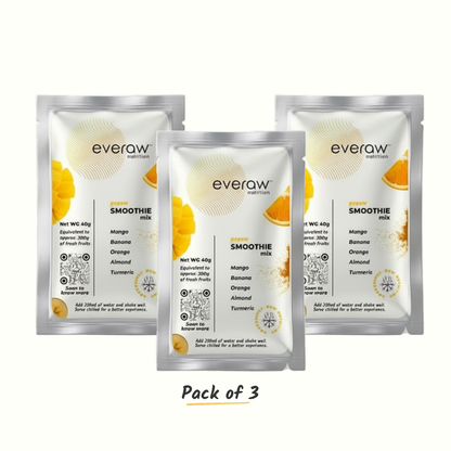 Everaw Yellow Smoothie Mix - pack of 3 sachets with mango, banana, and turmeric