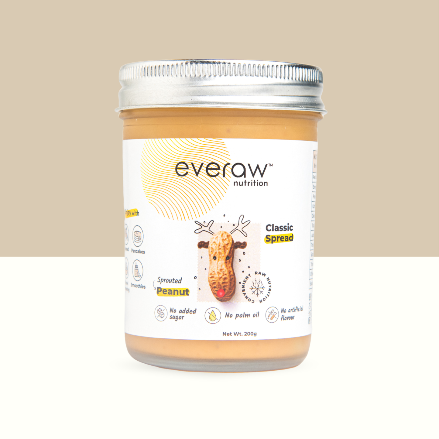 sprouted peanut butter jar 200g no added sugar no palm oil