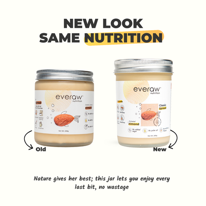 activated almond butter old vs new packaging same nutrition