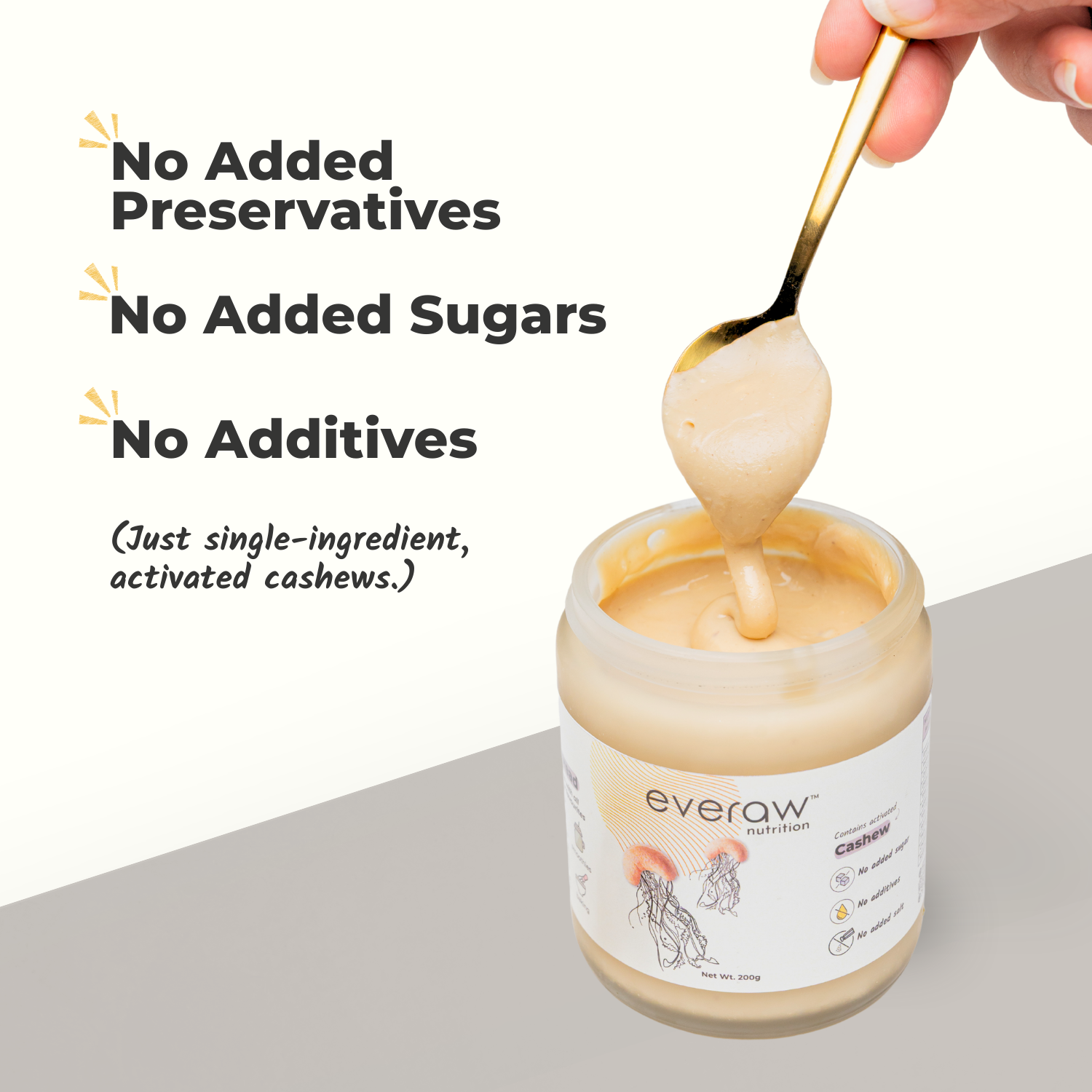 creamy cashew butter texture no preservatives single ingredient