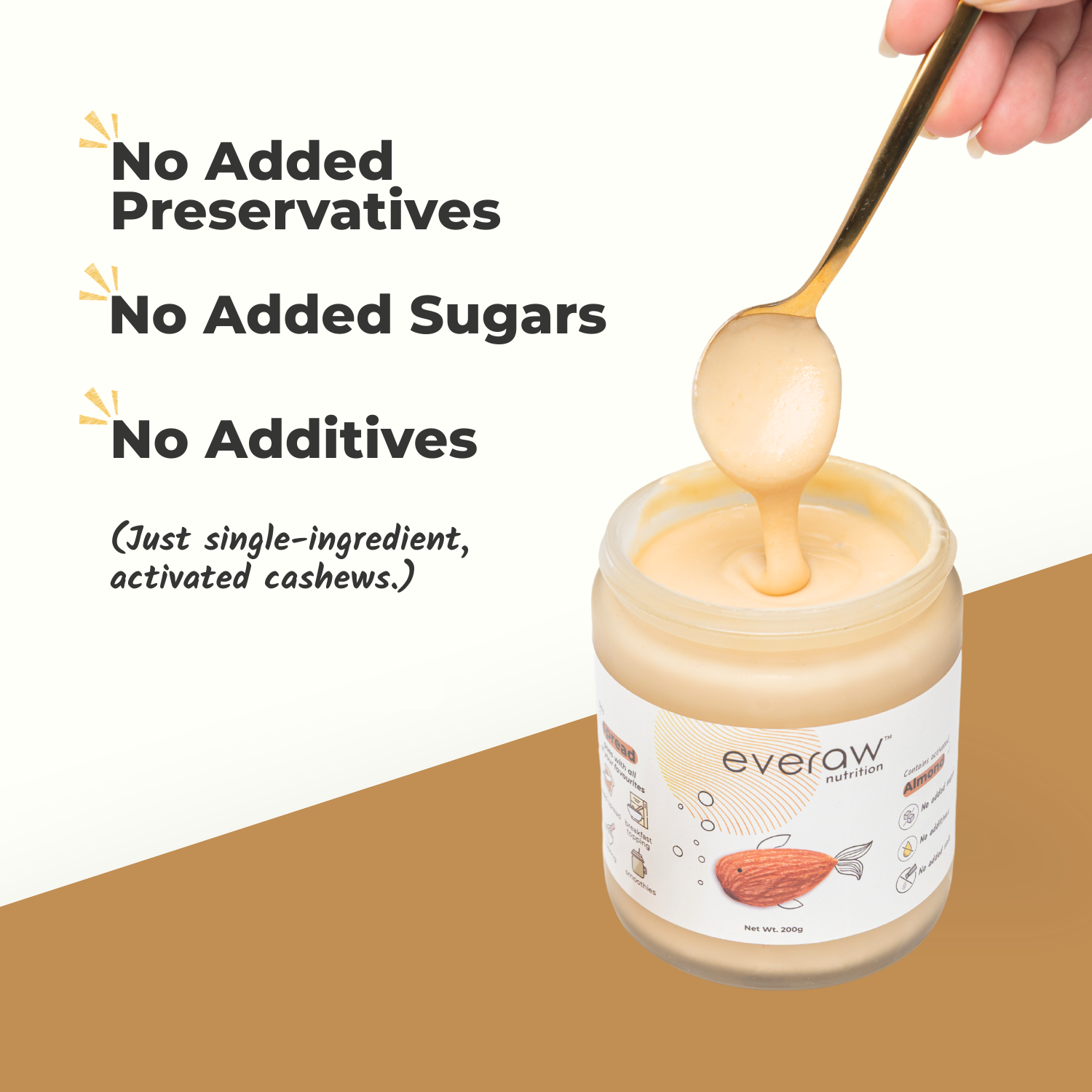 sugar free almond butter creamy texture no preservatives no additives