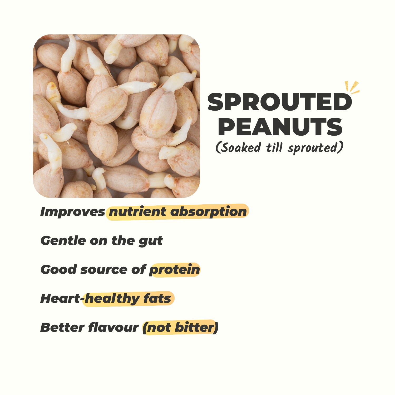 sprouted peanuts soaked and germinated better digestion protein