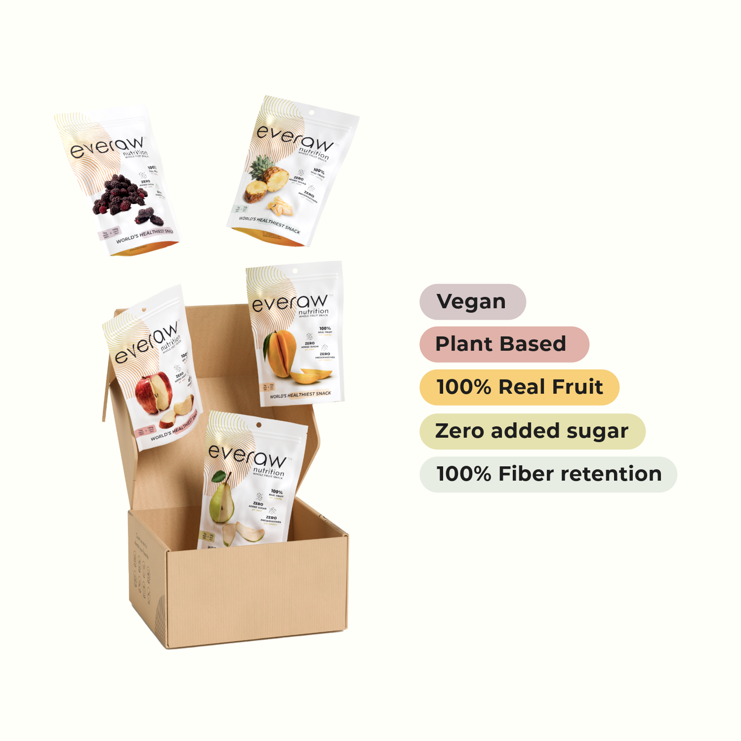 assorted fruit snack pouches inside gift box