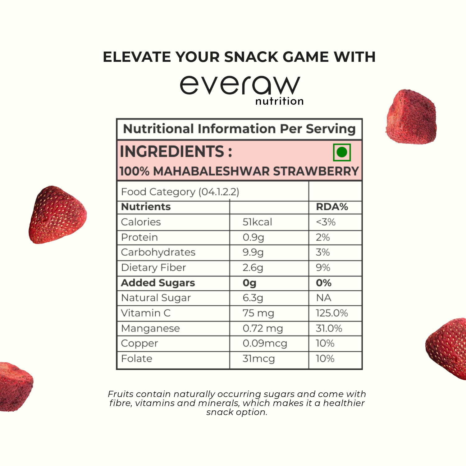 freeze dried strawberry nutrition label single ingredient
