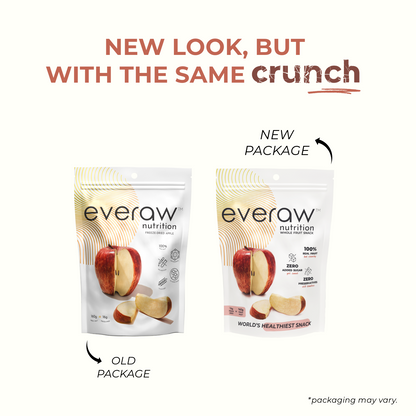 freeze dried apple old vs new packaging same crunch