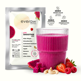 Everaw Pink freeze dried Super Smoothie mix made from real strawberry, dragonfruit and raspberry, 100% real fruit with no added sugar, no preservatives and no artificial colours, instant healthy smoothie for kids and adults