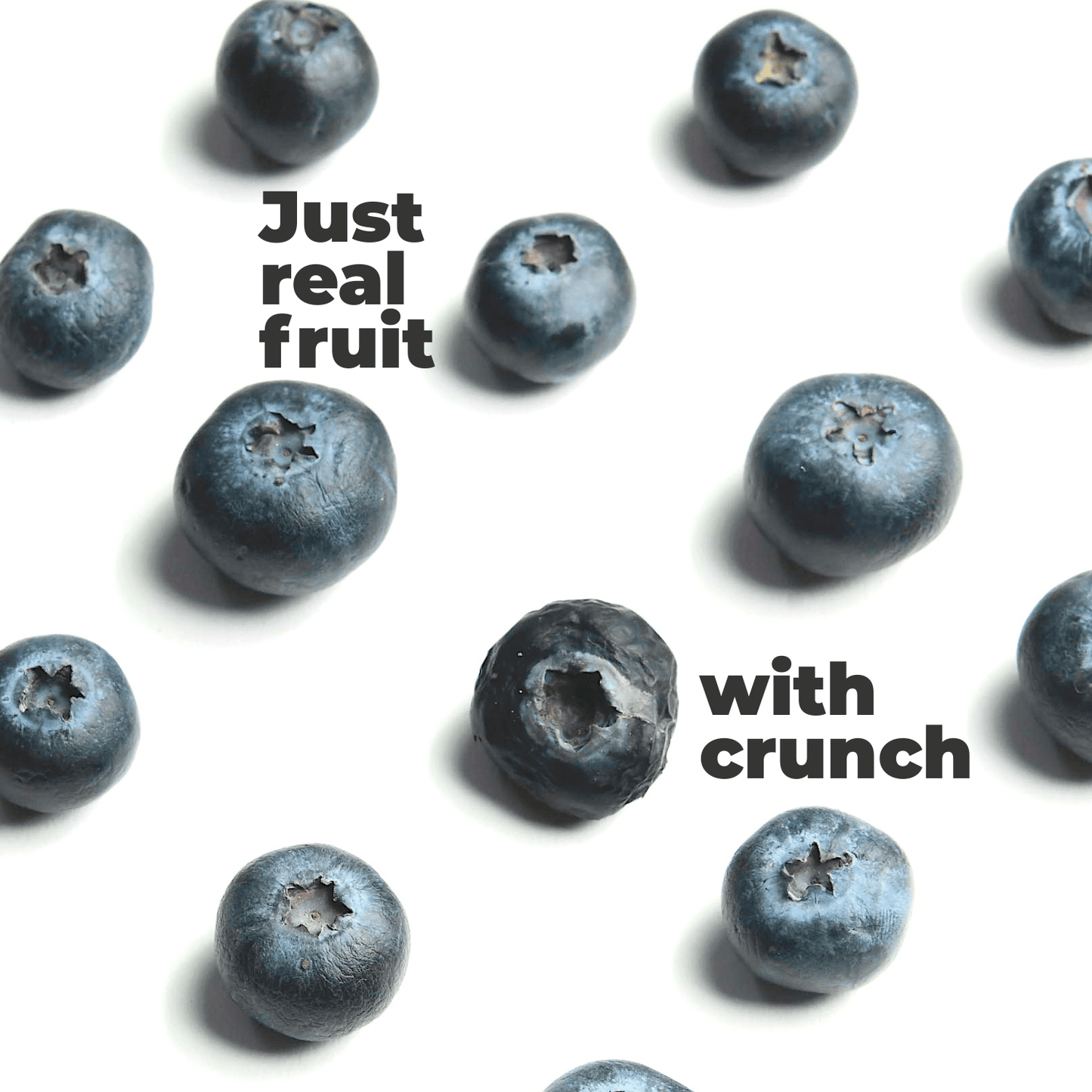 Single ingredient freeze dried blueberry pieces, just real blueberry with a light crunch, clean label healthy snack with nothing added