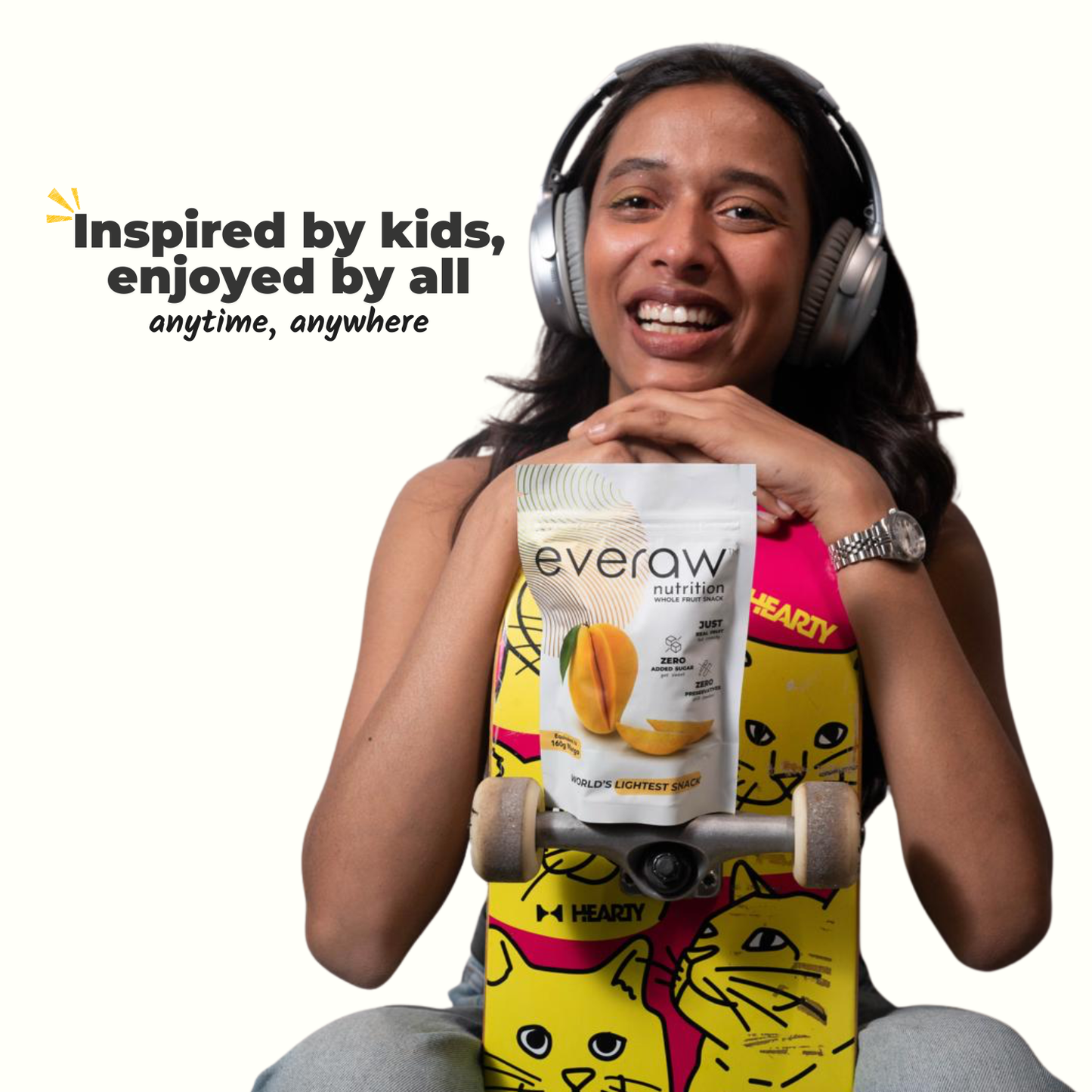 Everaw Mango freeze dried whole fruit snack for on the go snacking, kid friendly real fruit snack enjoyed by all ages, lightweight and travel ready with no mess