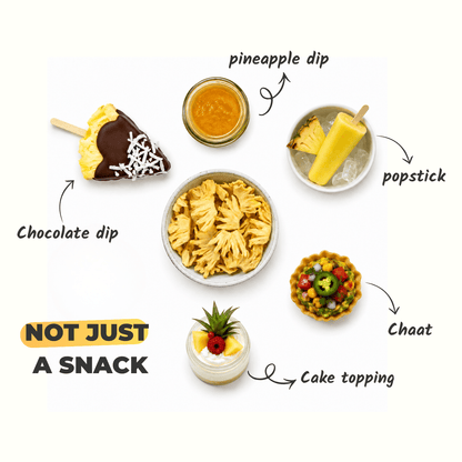 Everaw freeze dried pineapple as a mess free everyday snack and recipe topping, add to smoothies, cereal, desserts and lunchboxes anytime