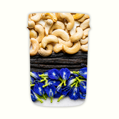Everaw Blue Vanilla Cashew Butter ingredient breakdown, real butterfly pea flower, vanilla and cashews and nothing artificial, high protein clean label spread