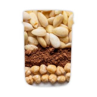 Everaw Cocoa Almond Butter ingredient breakdown showing real cocoa, almonds and hazelnut, clean label spread with no added sugar, no palm oil and no preservatives