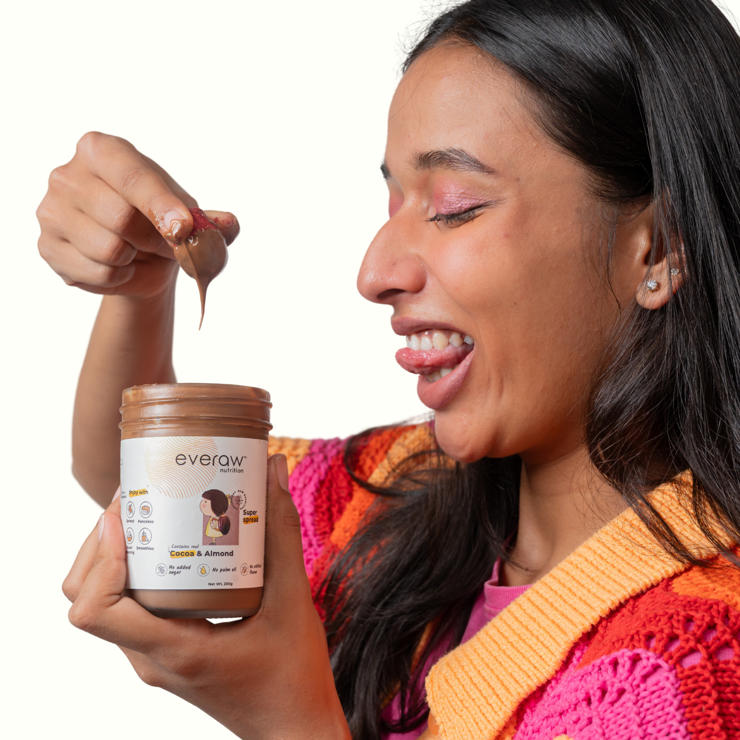 Everaw Cocoa Almond Butter for everyday healthy snacking, kid friendly clean label spread enjoyed by all ages with no added sugar