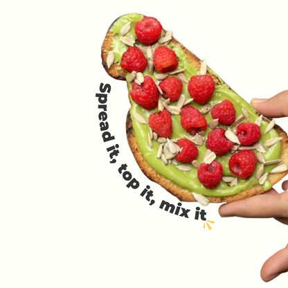 How to use Everaw Matcha Coconut Butter, spread it on toast, top your bowl or mix into smoothies and desserts, versatile real fruit and nut spread
