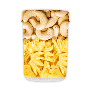 Everaw Pineapple Cashew Butter ingredient breakdown showing real pineapple and cashews, clean label spread with no added sugar, no palm oil and no preservatives