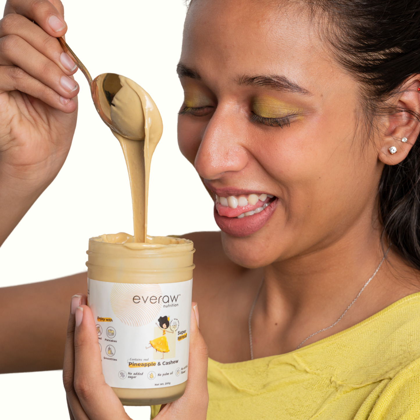 Everaw Pineapple Cashew Butter for everyday healthy snacking, kid friendly clean label spread enjoyed by all ages with no added sugar