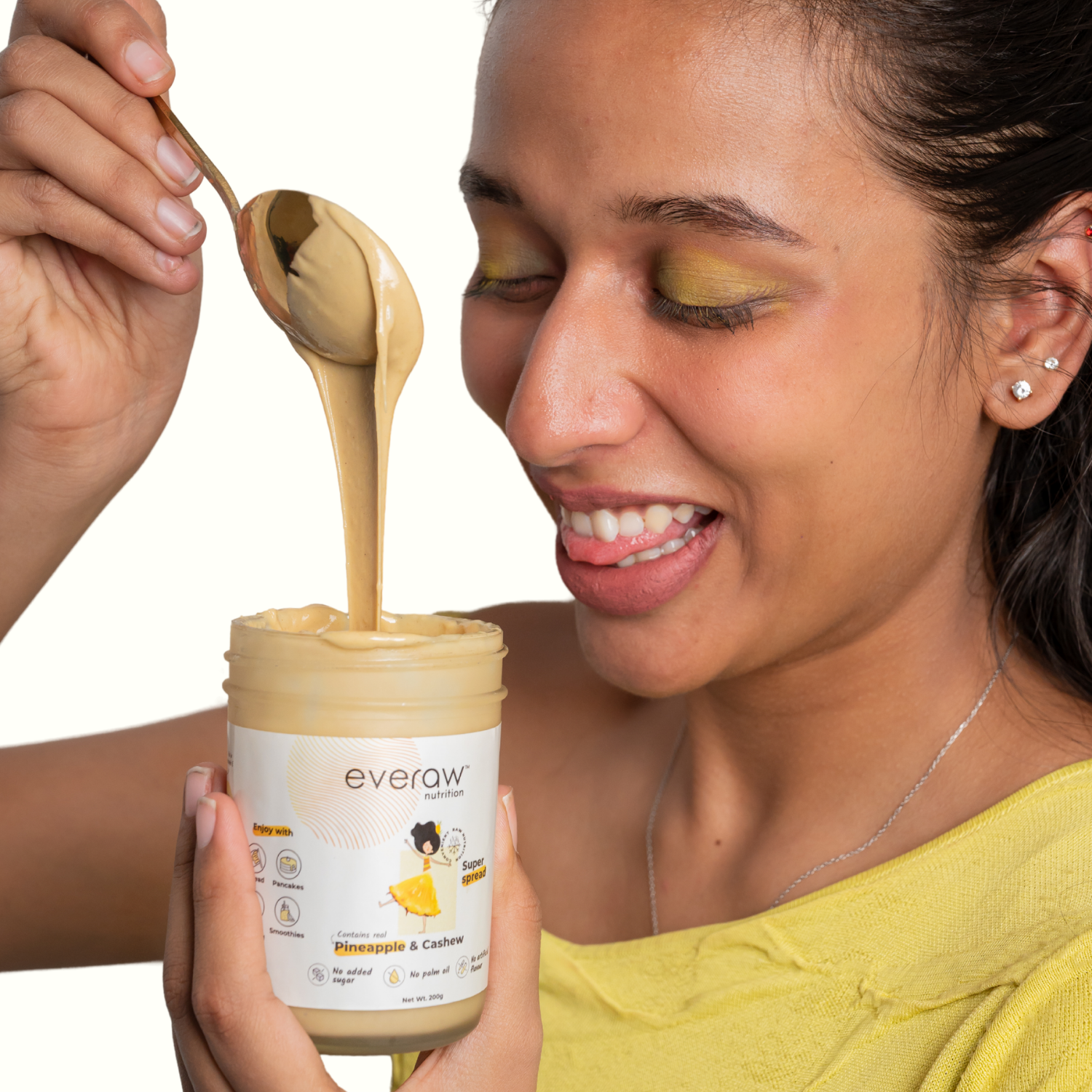 Everaw Pineapple Cashew Butter for everyday healthy snacking, kid friendly clean label spread enjoyed by all ages with no added sugar